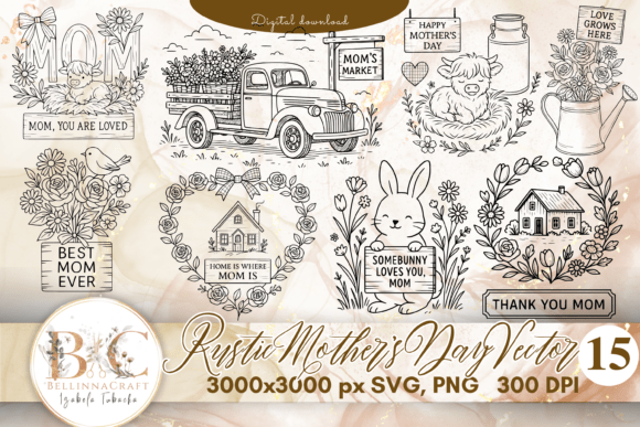 Download Rustic Mother's Day Vector Bundle SVG - Vector Collection