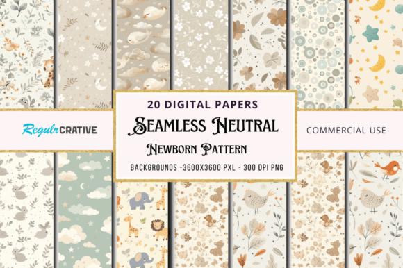 Download Seamless Neutral Newborn Pattern Bundle - Neutral Collection