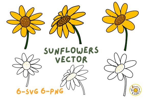 Download Cute Sunflowers Freehand Vector - Vector Collection