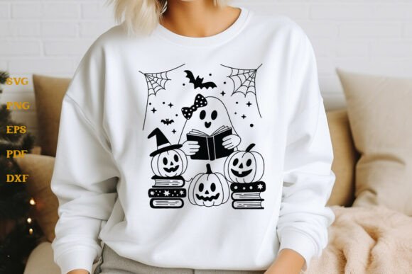 Download Halloween Ghost Reading Books SVG Vector - Vector Collection