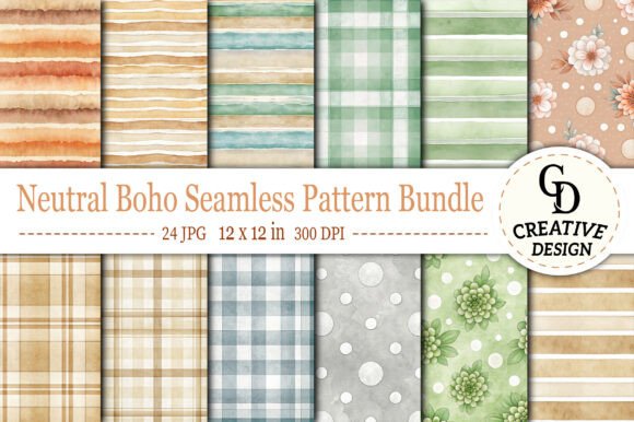 Download Neutral Boho Seamless Pattern Bundle - Premium Resources