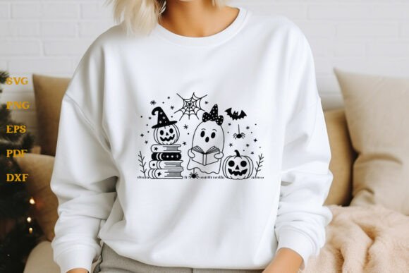Download Halloween Ghost Reading Books SVG Vector - Vector Collection