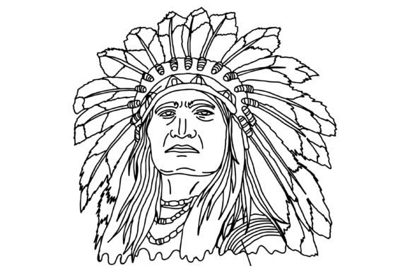 Download Old American Indian Line Art Vector - Vector Collection