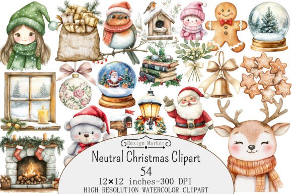 Download Watercolor Neutral Christmas Clipart - Neutral Collection