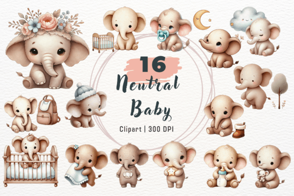 Download Watercolor Neutral Baby Clipart - Neutral Collection